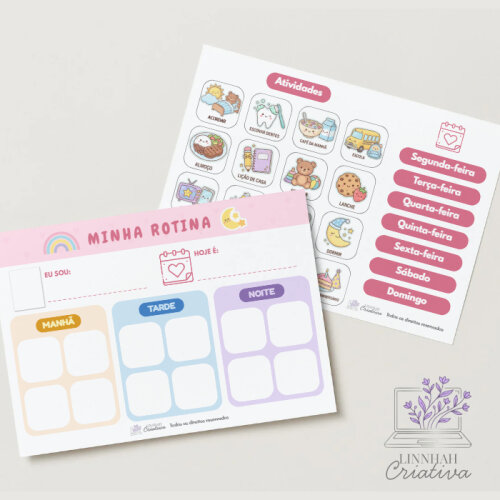 Quadro Rotina Visual Infantil Montessori TEA Menina – Arquivo Digital PDF