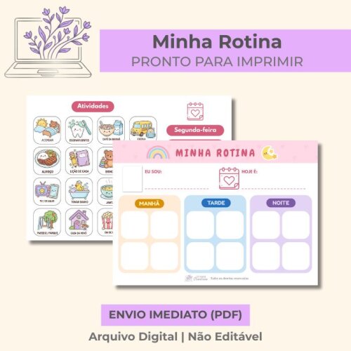 Quadro Rotina Visual Infantil Montessori TEA Menina – Arquivo D