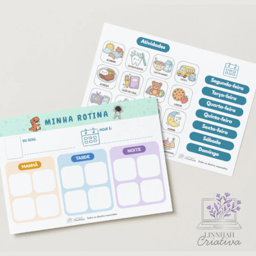 Quadro Rotina Visual Infantil Montessori TEA Menino – Arquivo Digital PDF