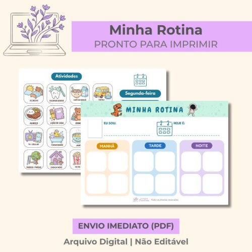 Quadro Rotina Visual Infantil Montessori TEA Menino – Arquivo D