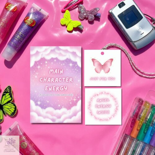 Kit Papelaria Unboxing Dreams Aesthetic Y2K Lilás – Arquivo Digital PDF