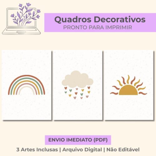 Trio de Quadros Boho Céu – Arquivo Digital PDF