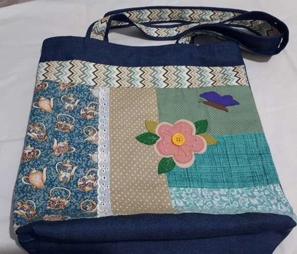 Sacola jeans Patchwork