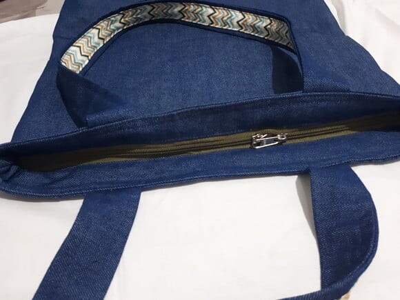 Sacola jeans Patchwork