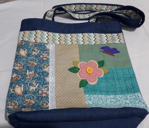 Sacola jeans Patchwork
