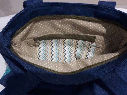 Sacola jeans Patchwork