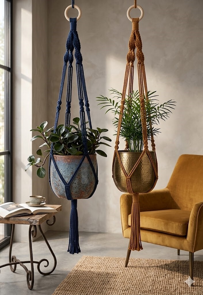 Suporte para Plantas em Macramê Feito à Mão | Decoração Boho