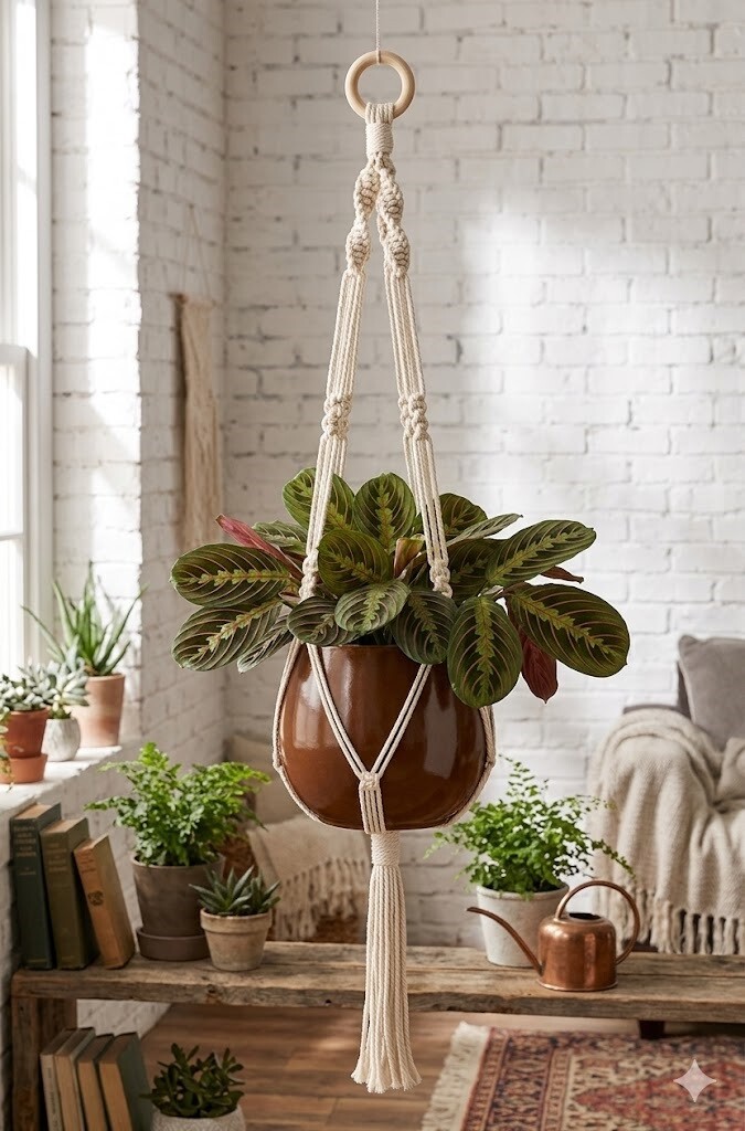 Suporte para Plantas em Macramê Feito à Mão | Decoração Boho