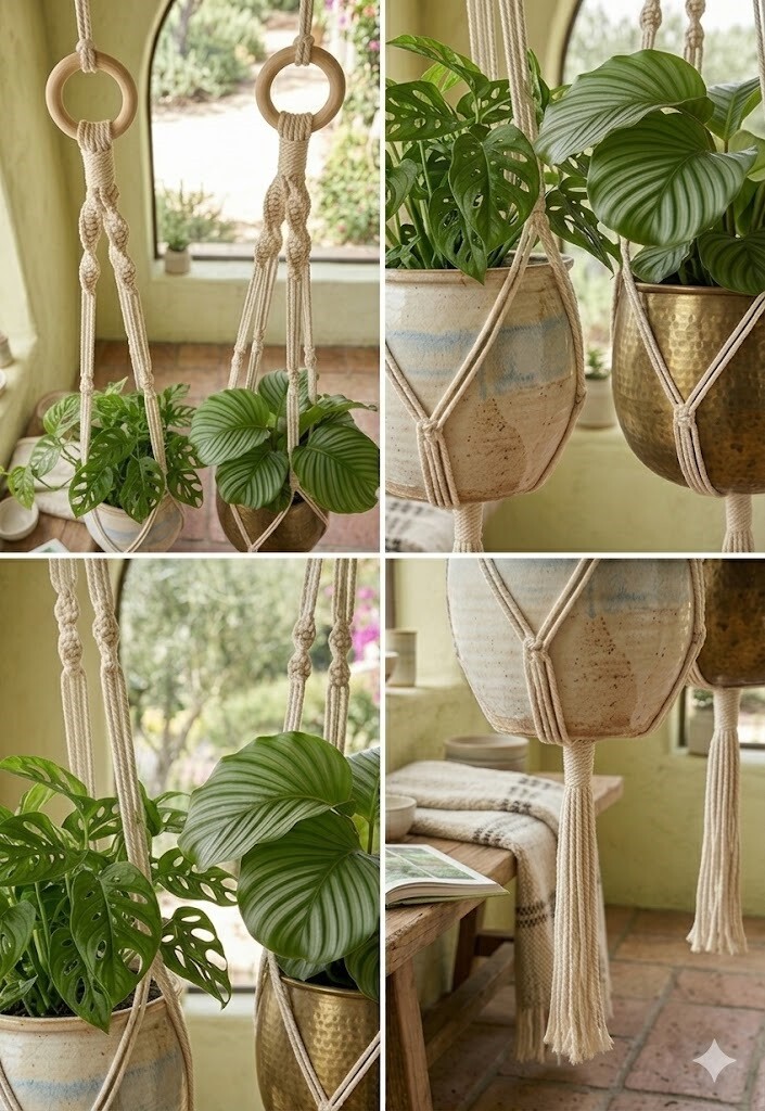 Suporte para Plantas em Macramê Feito à Mão | Decoração Boho