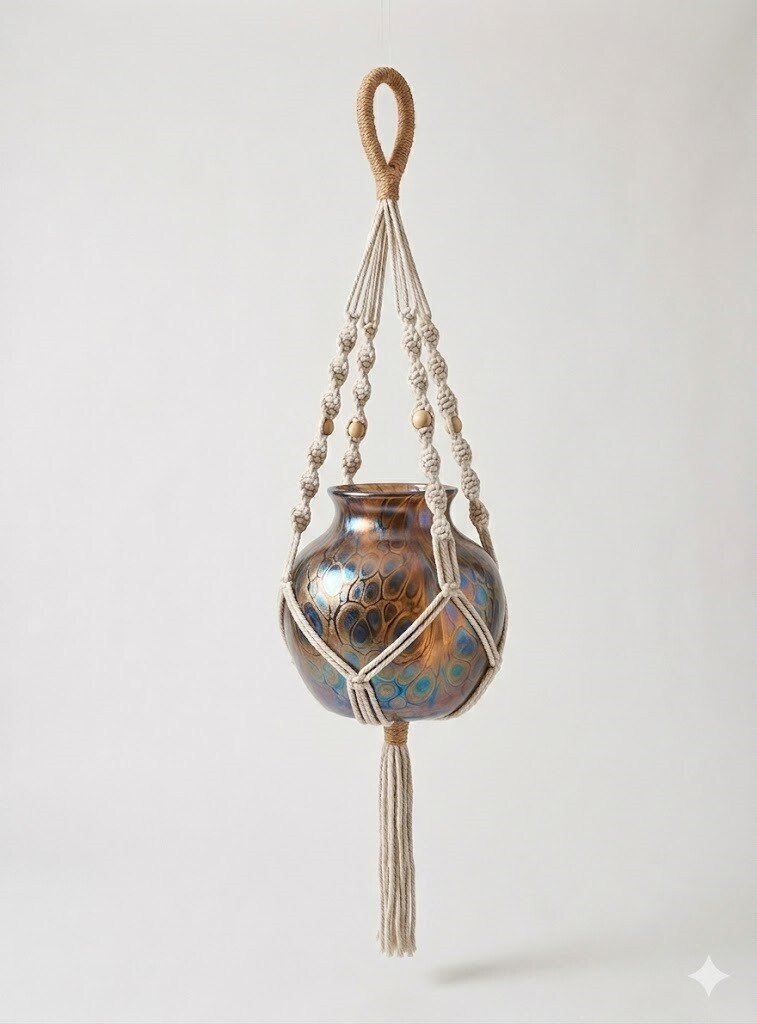 Suporte para Plantas em Macramê Feito à Mão | Decoração Boho