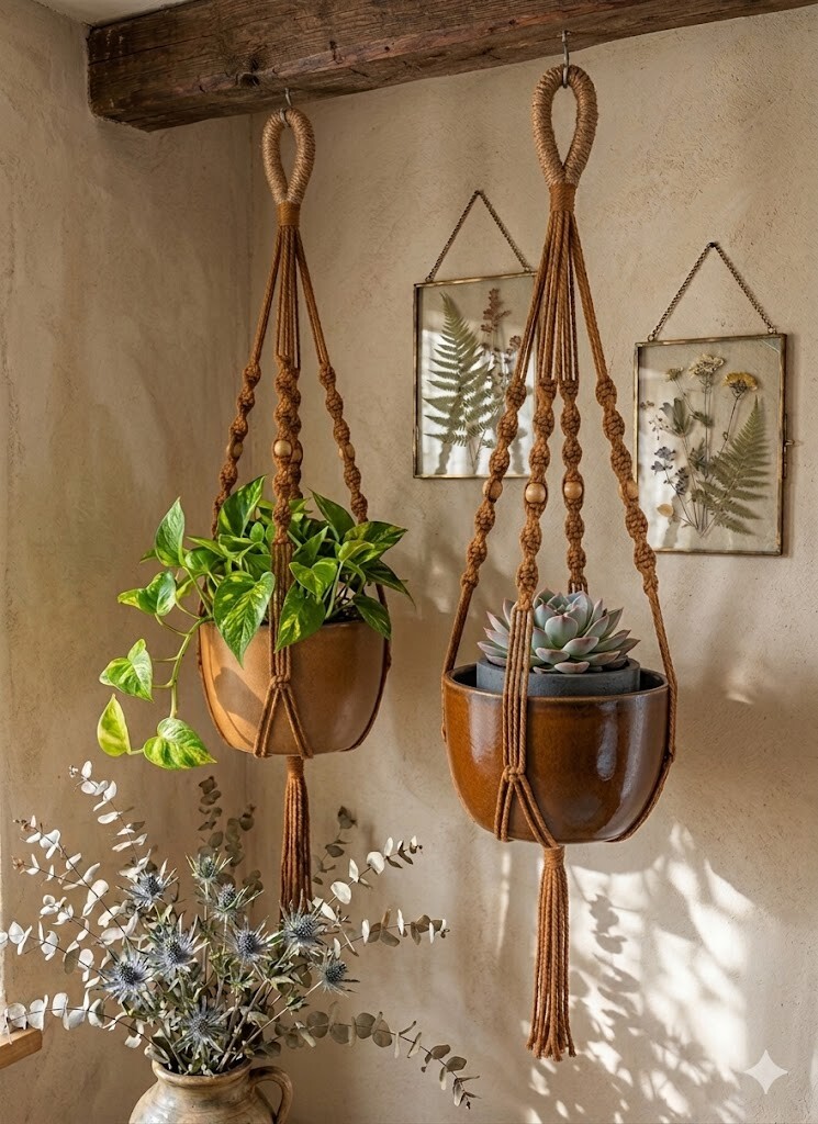 Suporte para Plantas em Macramê Feito à Mão | Decoração Boho