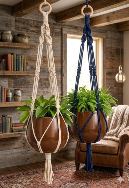 Suporte para Plantas em Macramê Feito à Mão | Decoração Boho para Casa