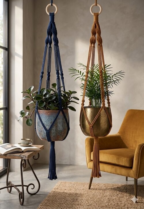 Suporte para Plantas em Macramê Feito à Mão | Decoração Boho
