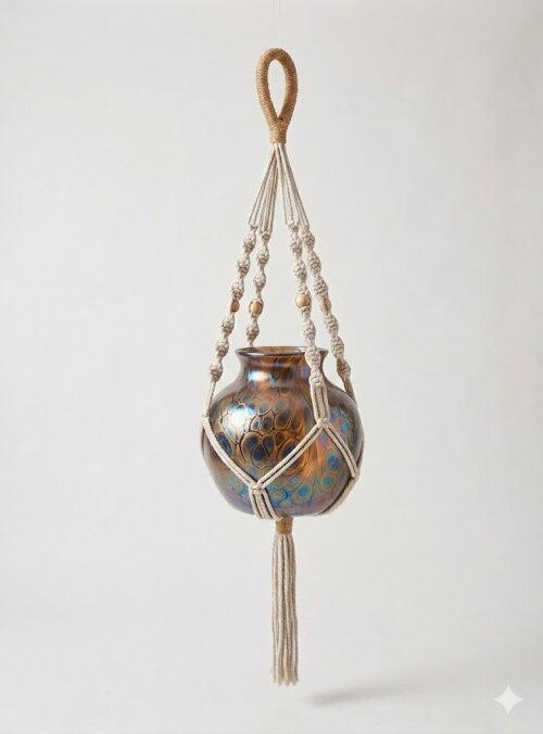 Suporte para Plantas em Macramê Feito à Mão | Decoração Boho