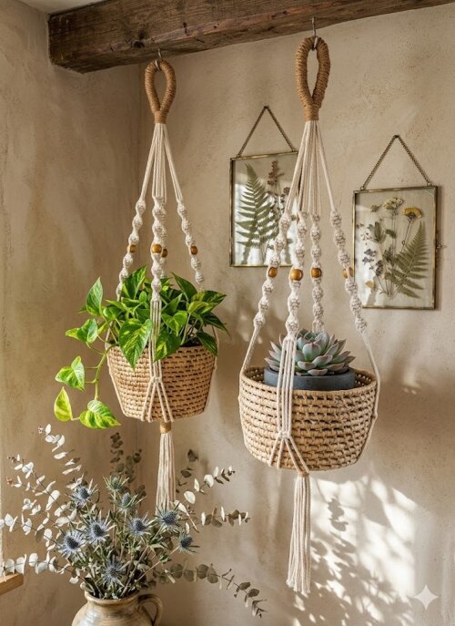 Suporte para Plantas em Macramê Feito à Mão | Decoração Boho | Soul Macramê