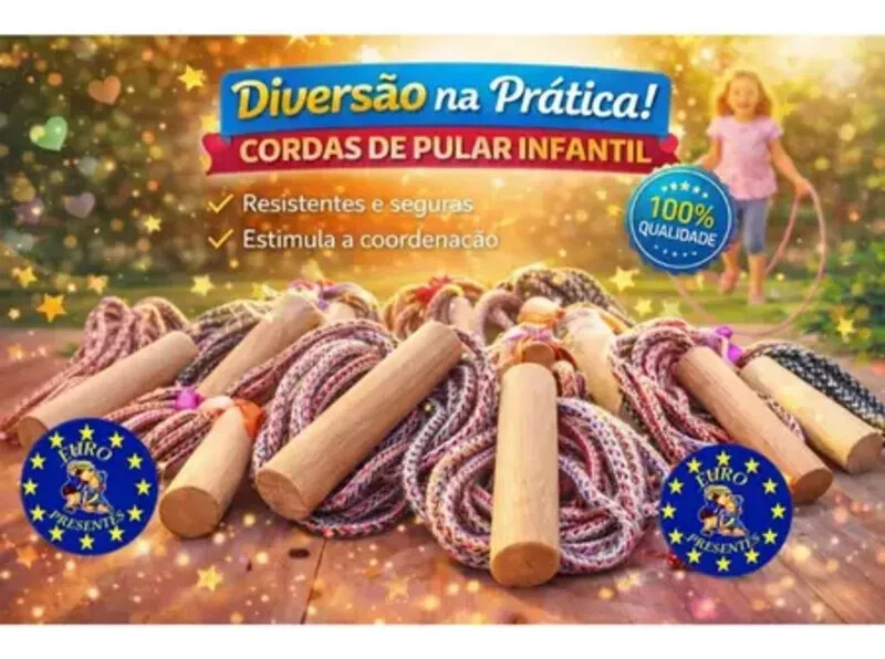 40 Cordas de pular brinquedo infantil 1,75 metros com cabo de mad