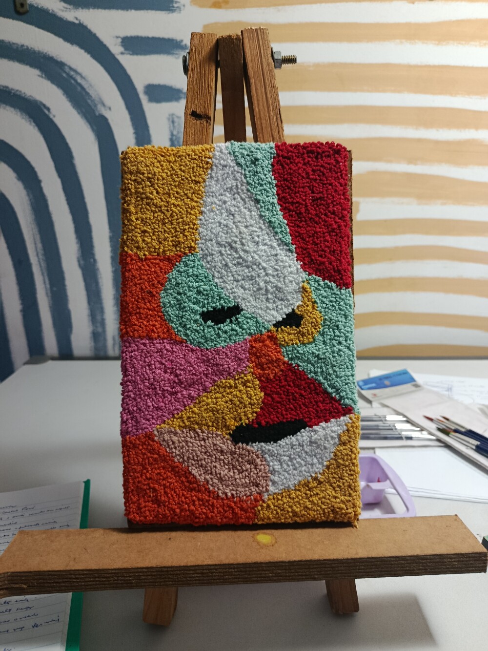 Quadro Rosto em punch needle