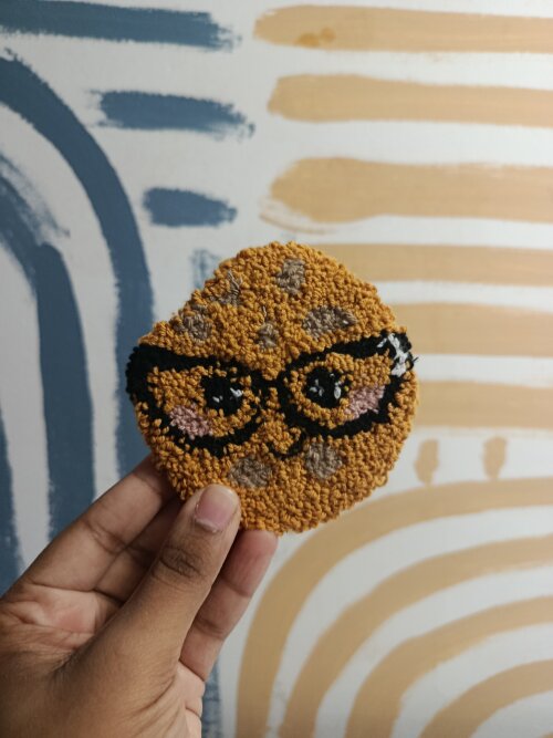 Porta copo biscoito em punch needle