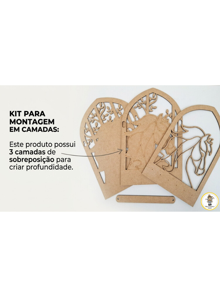 Porta Chaves Cavalo em MDF Cru para Artesanato e Pintura