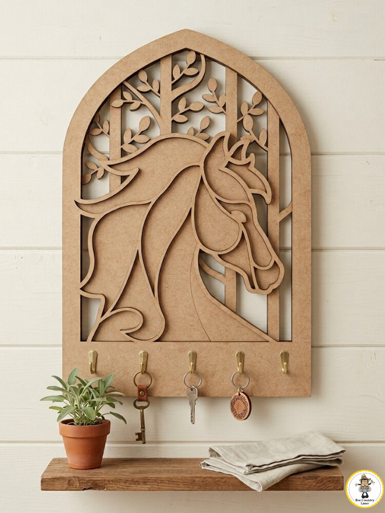 Porta Chaves Cavalo em MDF Cru para Artesanato e Pintura
