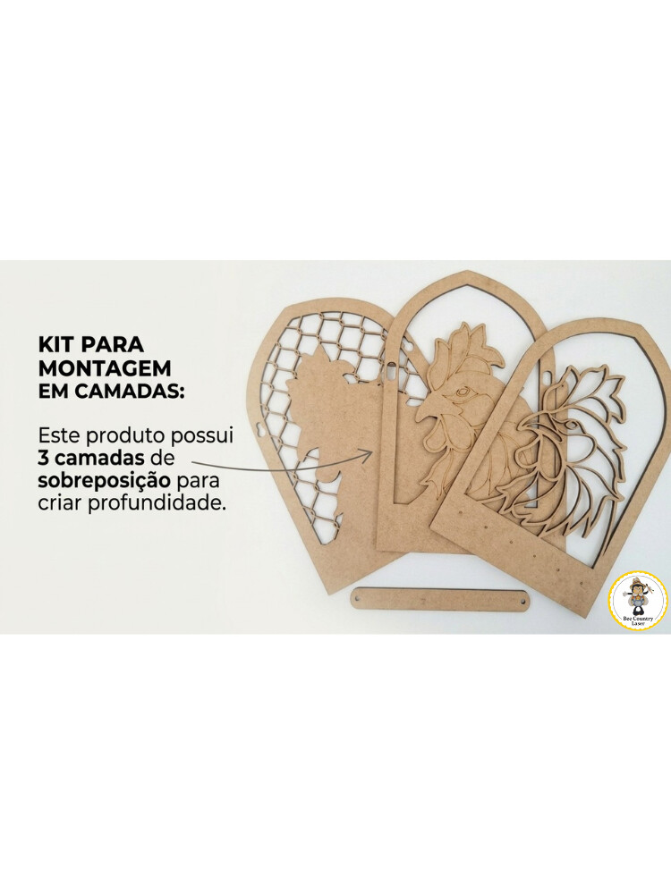 Porta Chaves Galo em MDF Cru para Artesanato e Pintura