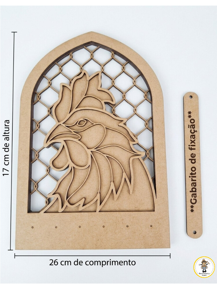 Porta Chaves Galo em MDF Cru para Artesanato e Pintura