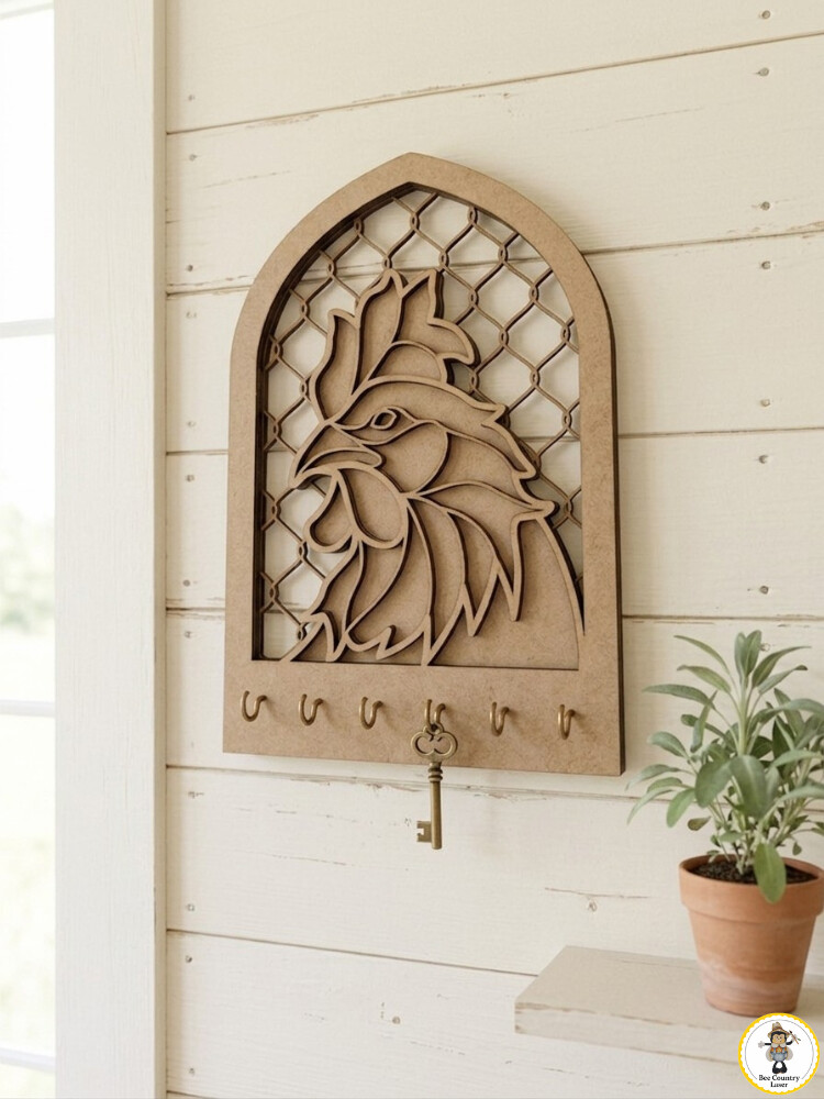 Porta Chaves Galo em MDF Cru para Artesanato e Pintura