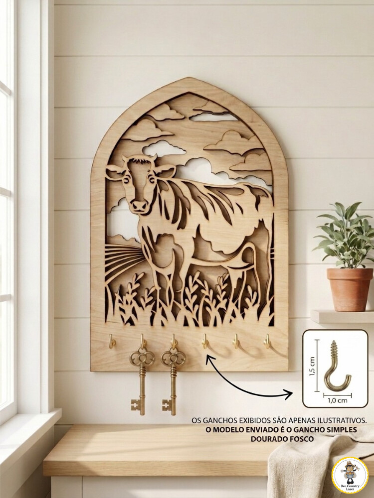 Porta Chaves Vaca em MDF Cru para Artesanato e Pintura