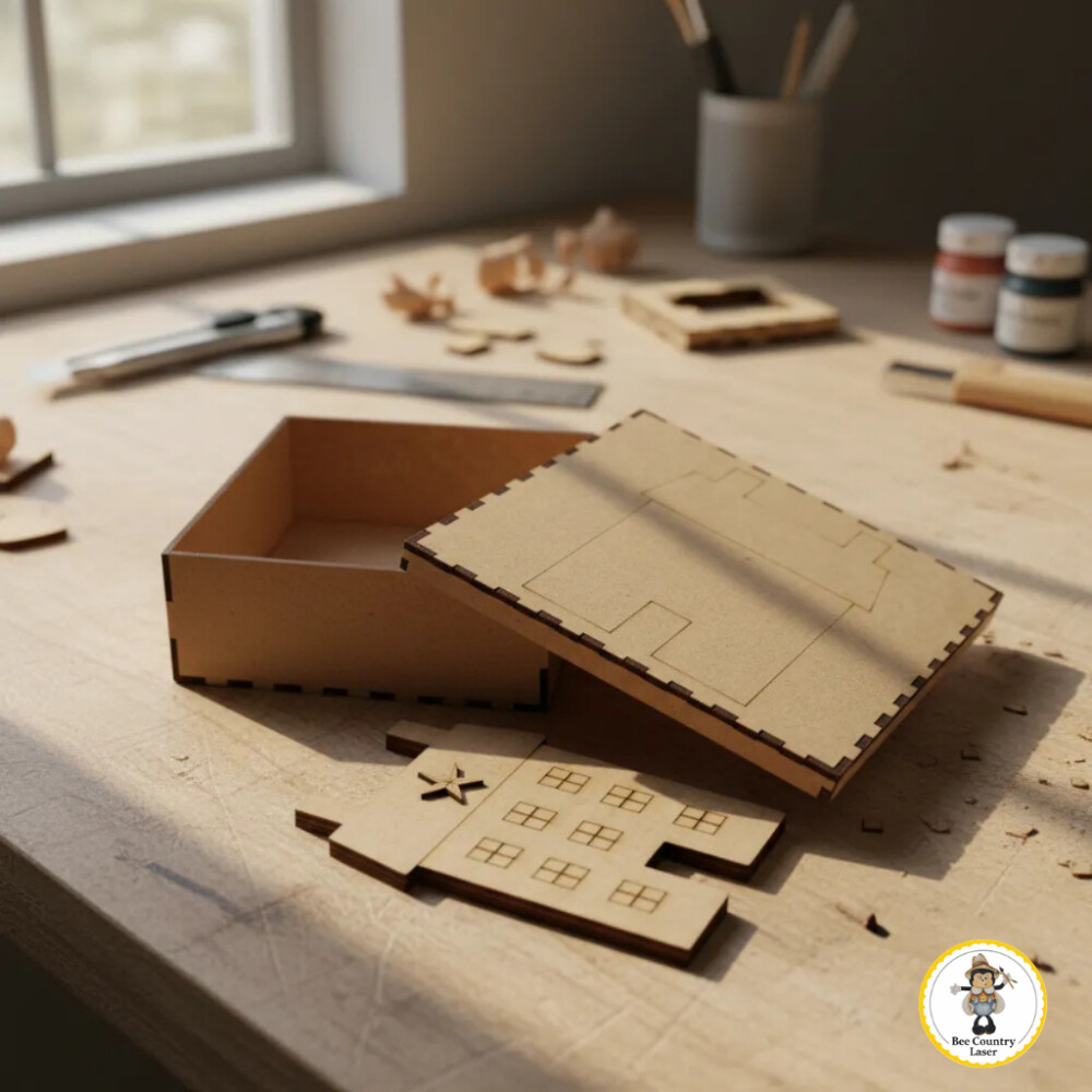 Caixa Casinha Primitiva em MDF Cru para Pintura e Decoração