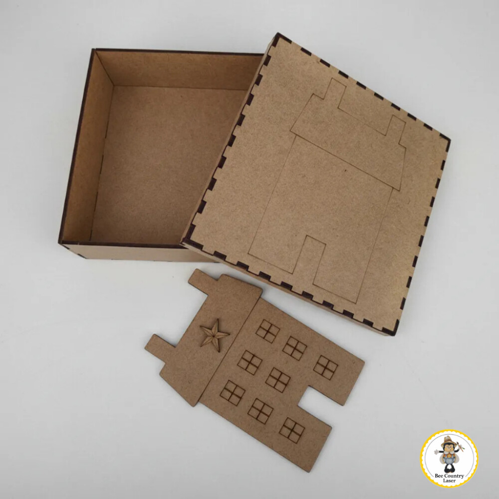 Caixa Casinha Primitiva em MDF Cru para Pintura e Decoração