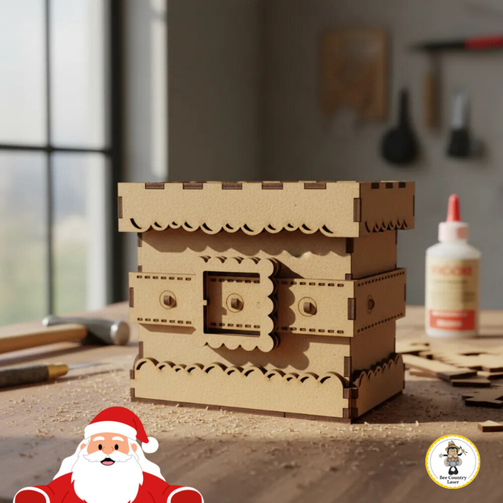 Caixa Tampa de Sapato Noel em MDF Cru para Artesanato