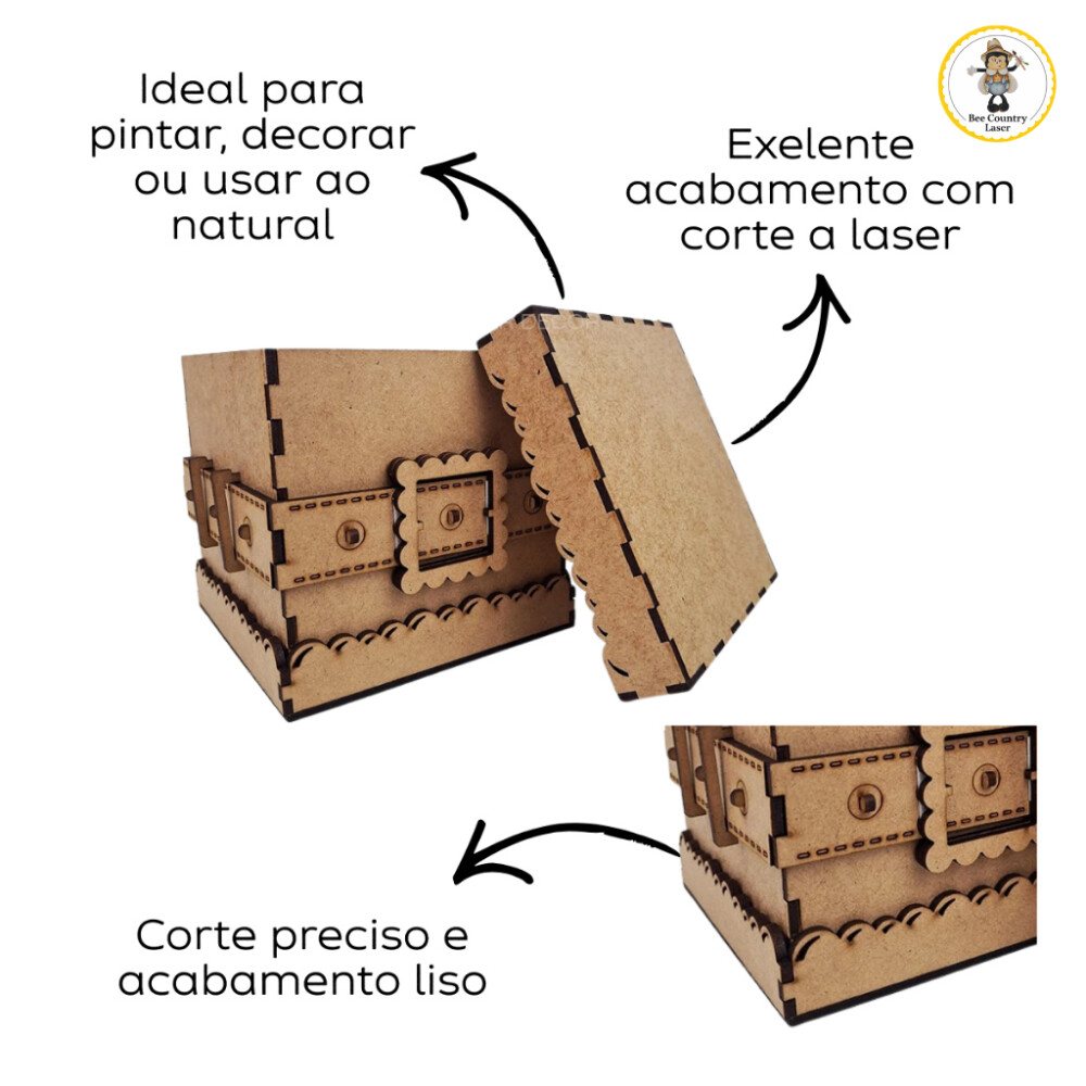 Caixa Tampa de Sapato Noel em MDF Cru para Artesanato