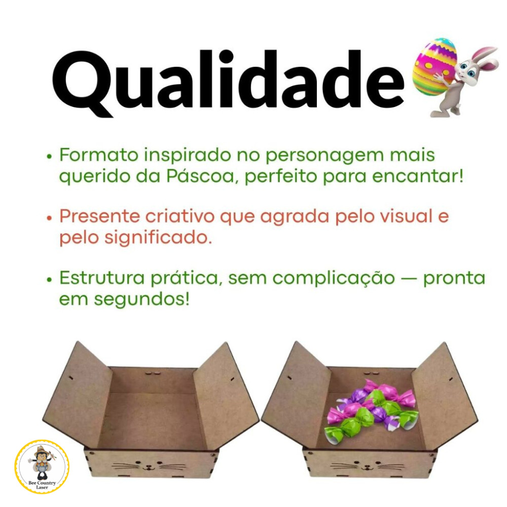 Caixa Porta Bombom Coelho em MDF Cru para Artesanato