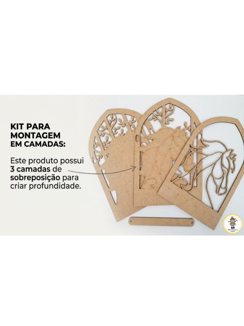 Porta Chaves Cavalo em MDF Cru para Artesanato e Pintura