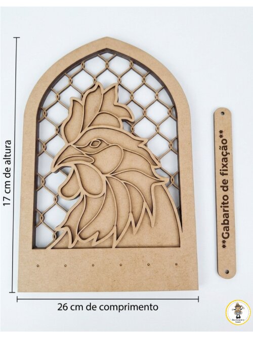Porta Chaves Galo em MDF Cru para Artesanato e Pintura