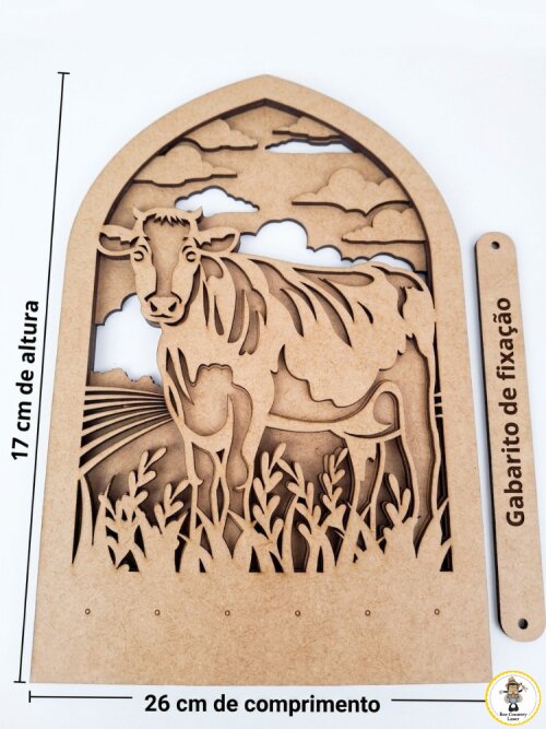 Porta Chaves Vaca em MDF Cru para Artesanato e Pintura