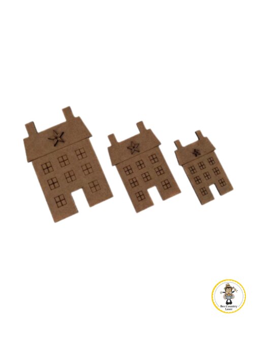 Kit Casinhas Primitivas em MDF Cru para Pintura e Decoração
