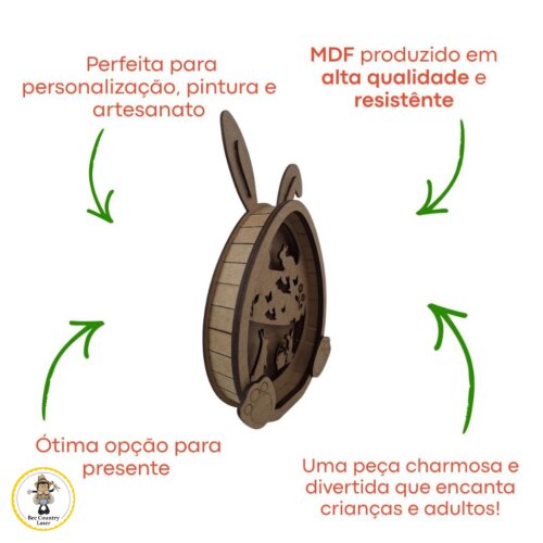 Luminária Coelho em MDF Cru para Páscoa e Artesanato