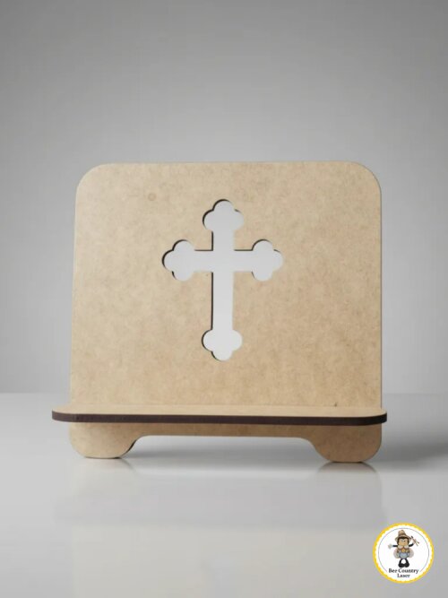 Porta Bíblia Crucifixo em MDF Cru para Artesanato e Decoração