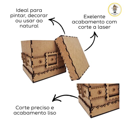 Caixa Tampa de Sapato Noel em MDF Cru para Artesanato