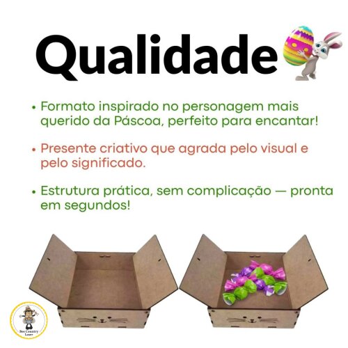 Caixa Porta Bombom Coelho em MDF Cru para Artesanato