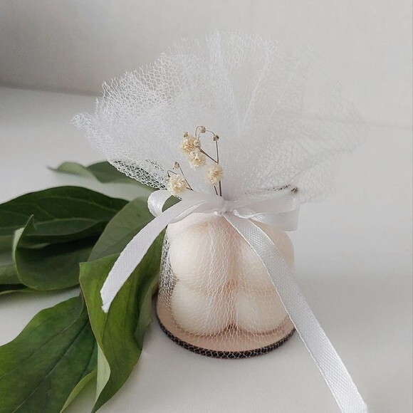 Mini Vela Bubble no Tule para Lembrancinha