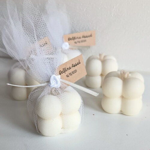 Mini Vela Bubble no Tule para Lembrancinha