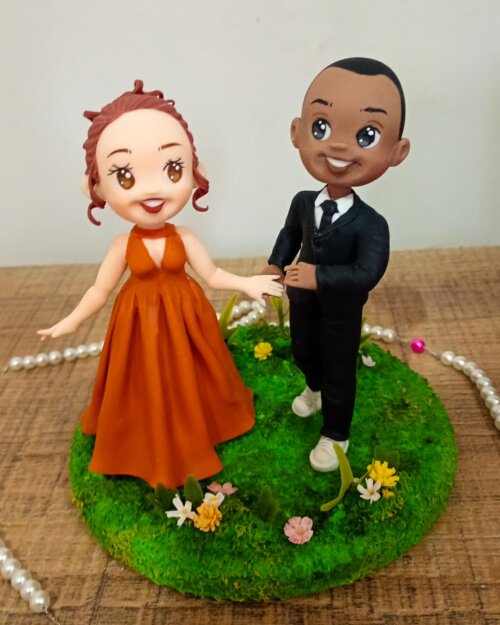 Miniatura Cartoon Casal Personalizada em Biscuit