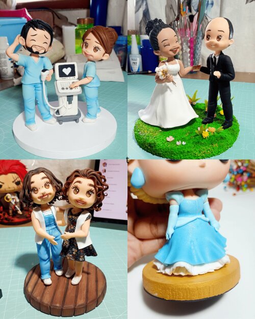 Miniatura Cartoon Casal Personalizada em Biscuit