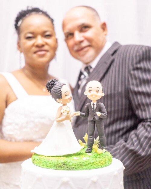 Miniatura Cartoon Casal Noivinhos Personalizados em Biscuit