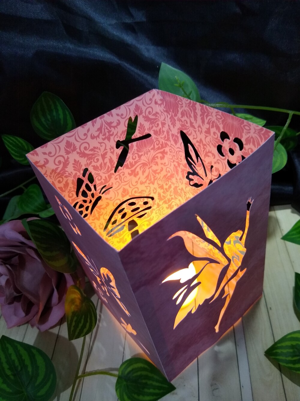 Lembrancinha Luminaria de papel 240g, Jardim Encantado, Borboleta
