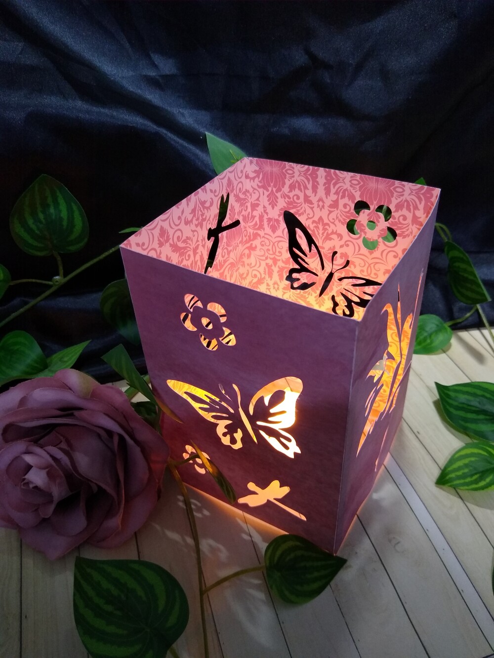 Lembrancinha Luminaria de papel 240g, Jardim Encantado, Borboleta