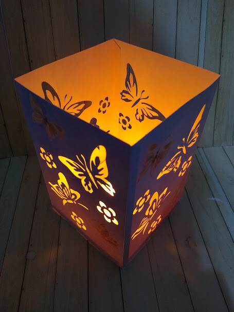 Lembrancinha Luminaria de papel 240g, Jardim Encantado, Borboleta