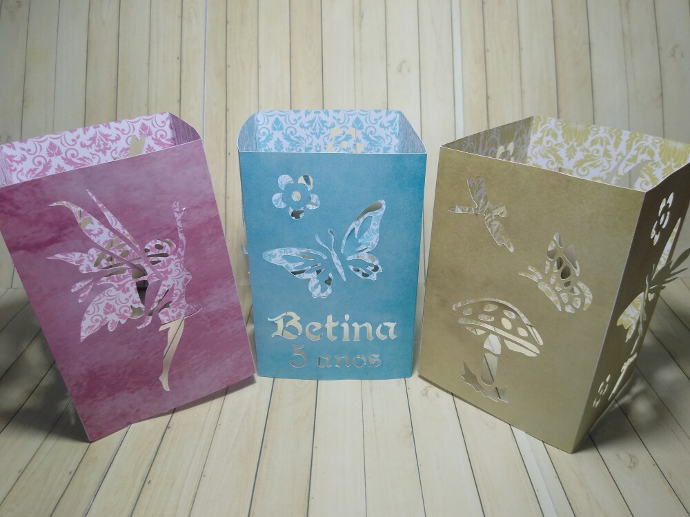 Lembrancinha Luminaria de papel 240g, Jardim Encantado, Borboleta